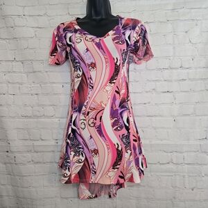 Attitudes by renee Artsy Fairy Tunic‎ Mini Babydoll Dress Sz Mp Colorful Funky